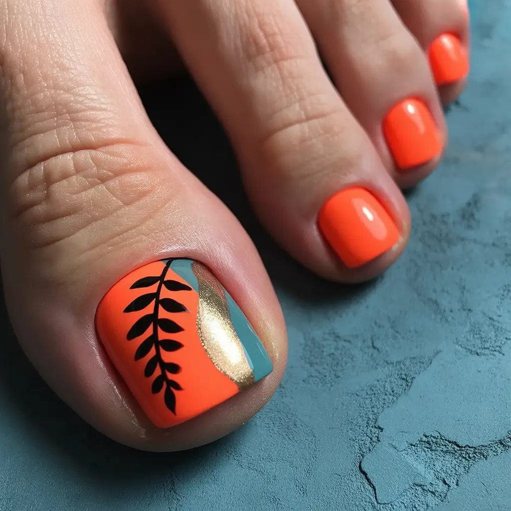 Bright toe nail colors 2026 Burnt Orange Graphic
