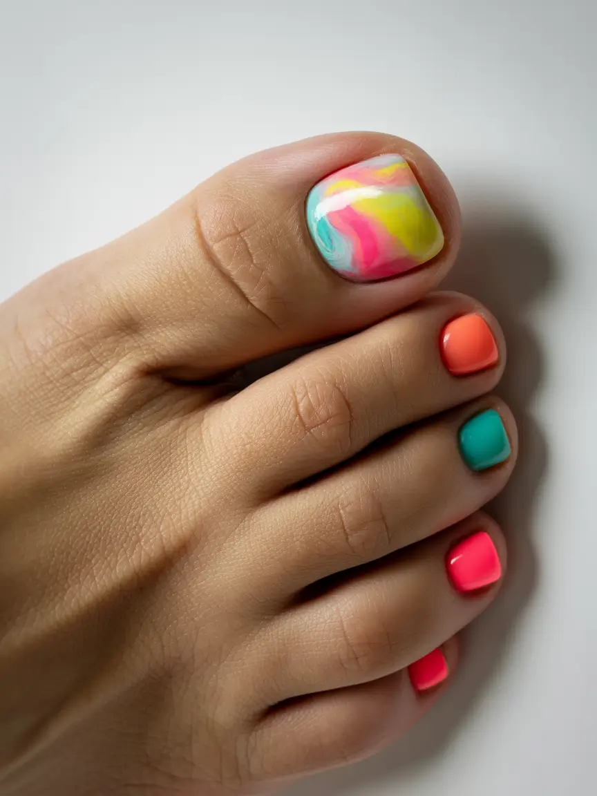 Bright toe nail colors 2026 Soft Marble