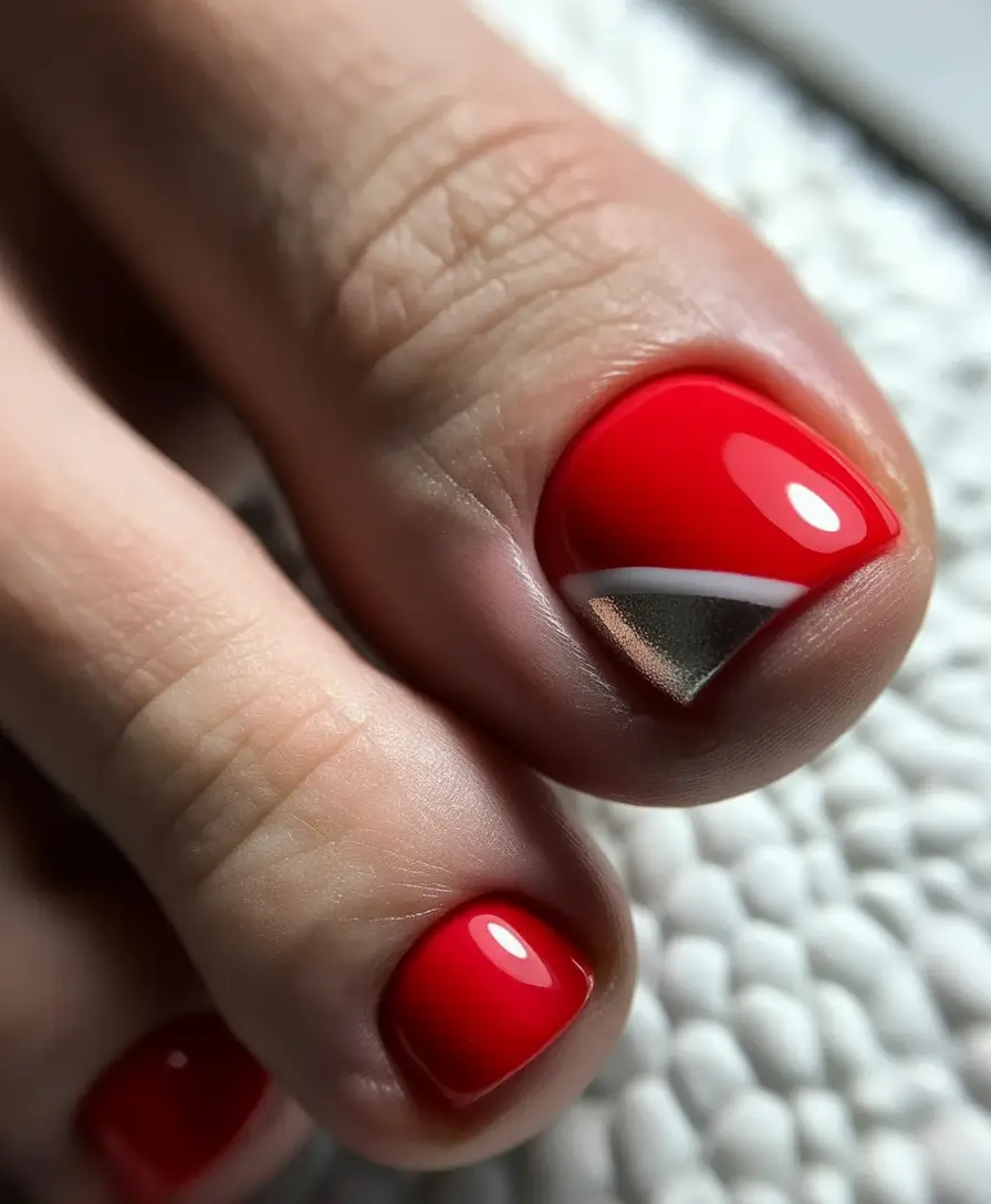 Bright toe nail colors 2026 Red French Tip