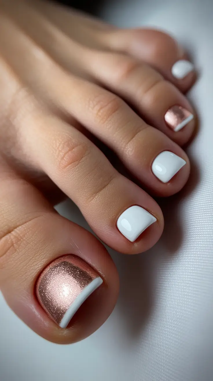 Bright toe nail colors 2026 White Metallic