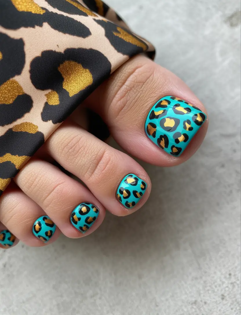 Bright toe nail colors 2026 Leopard Print