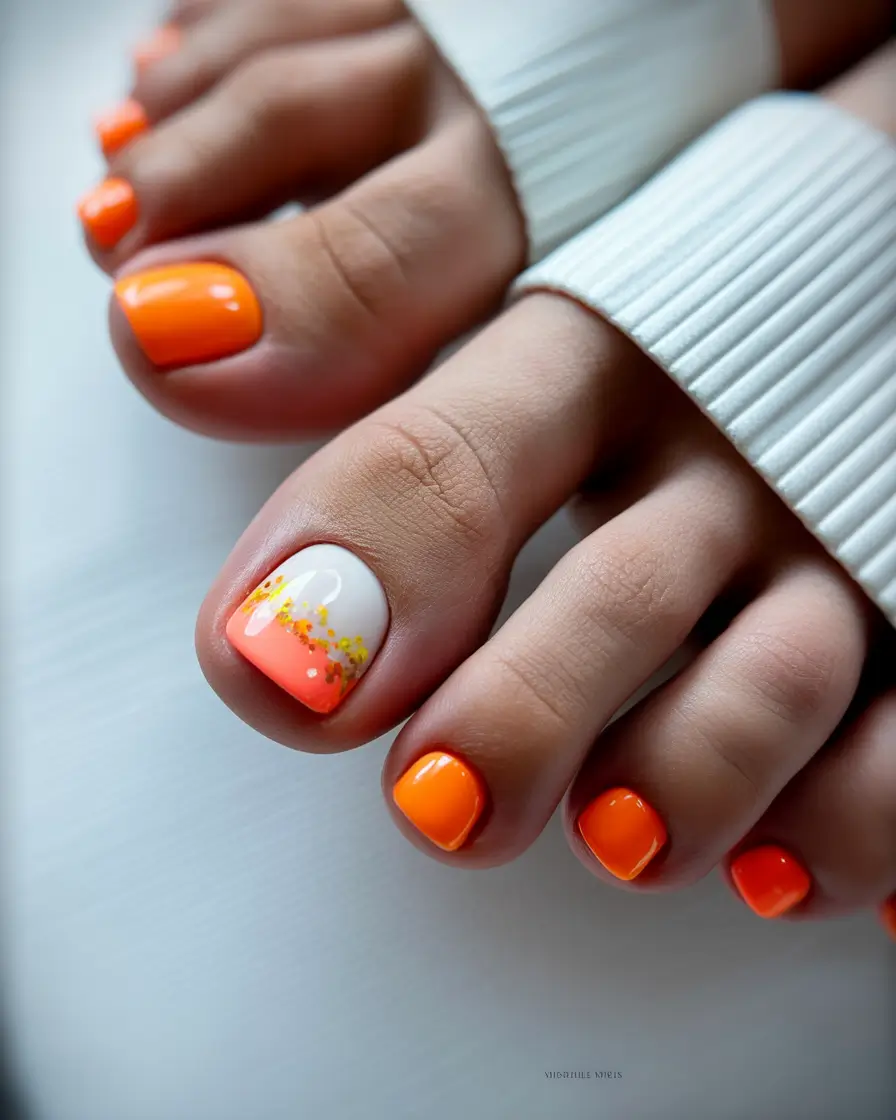 Bright toe nail colors 2026 Minimal Orange