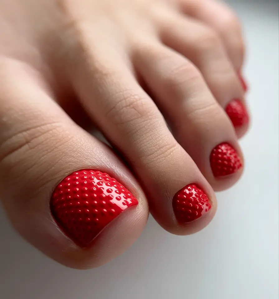 Bright toe nail colors 2026 Textured Red