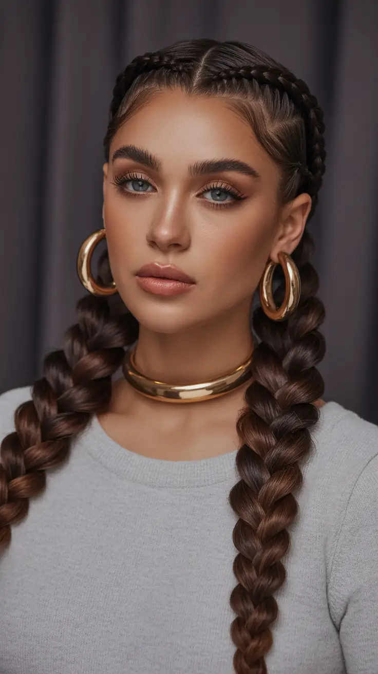 Chic braided hairdos 2026 Defined Twin-Braid Gloss