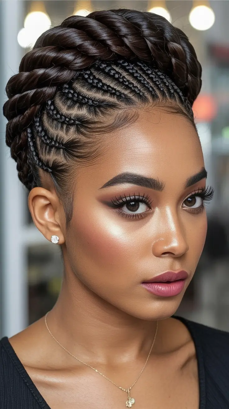 Chic braided hairdos 2026 Regal Woven Crown