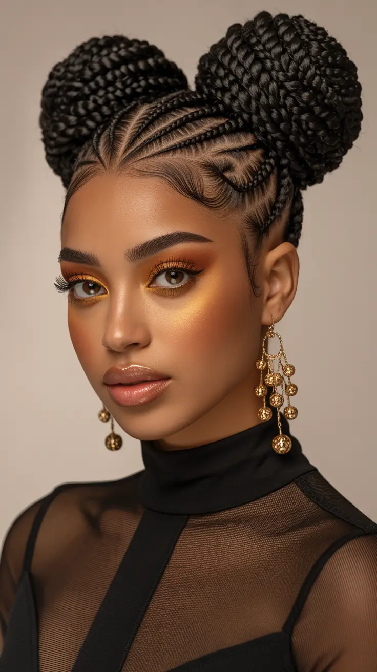 Chic braided hairdos 2026 Double Structured Braid Buns