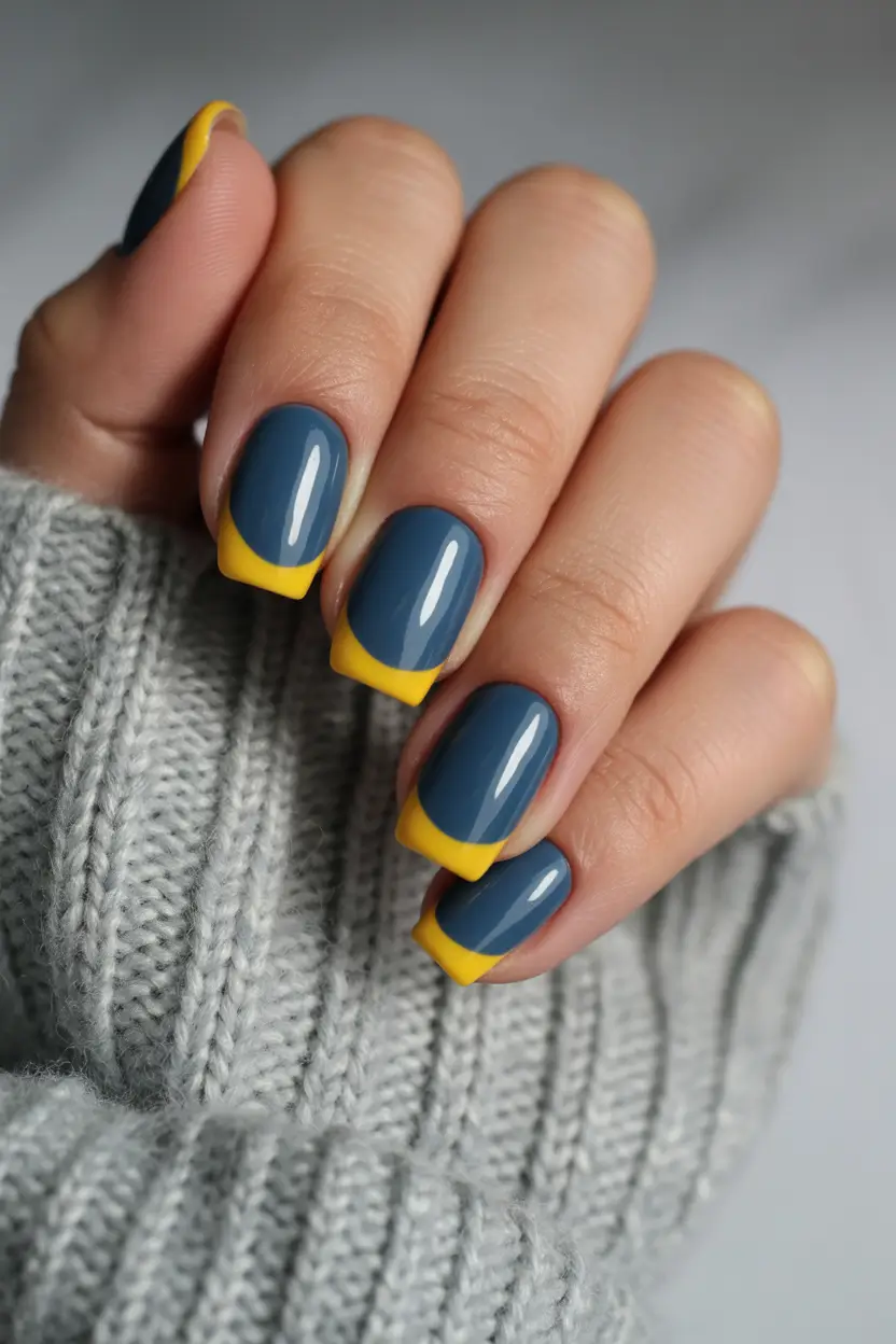 Blue nail designs Yellow and