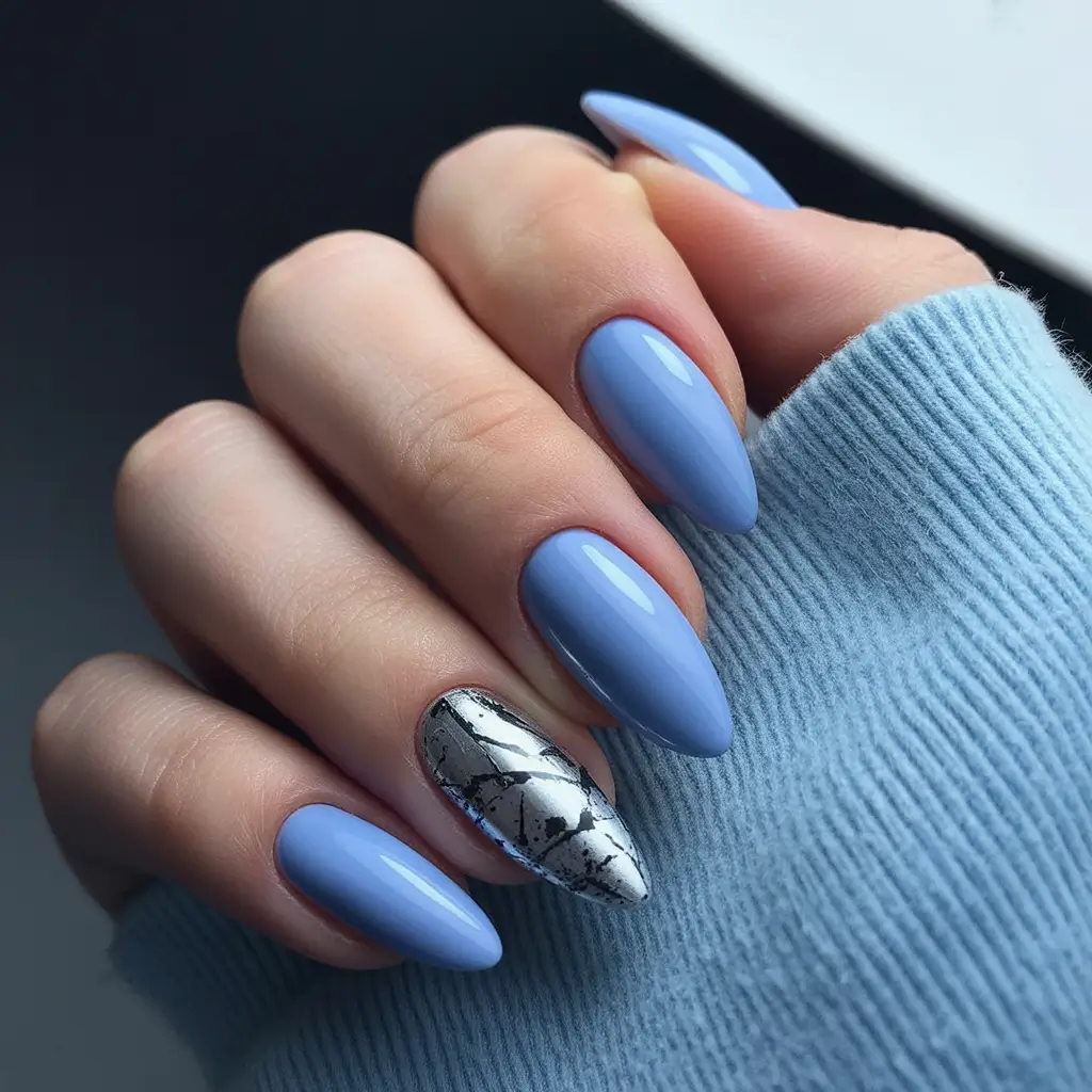 Blue nail designs Dusty