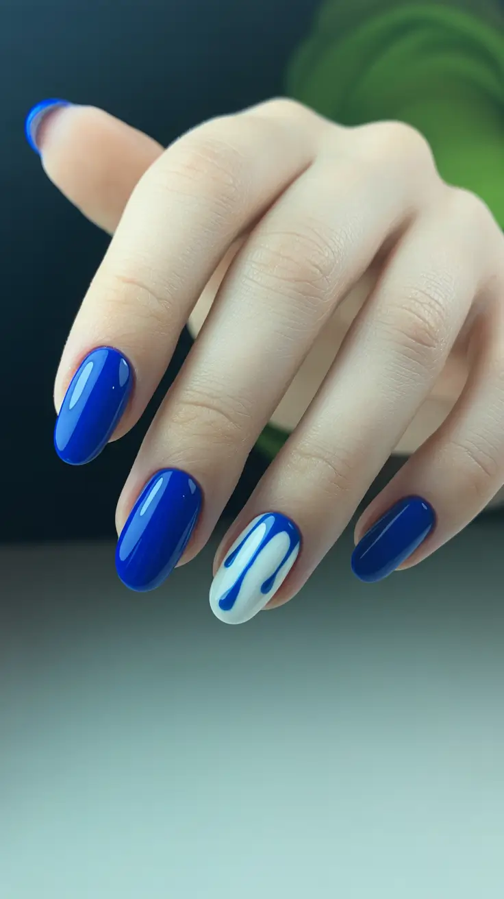 Blue nail designs Short
