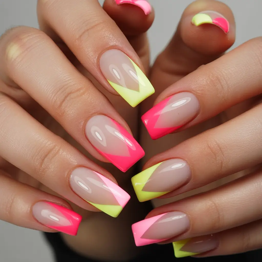 Classic French nails 2026 Double Neon