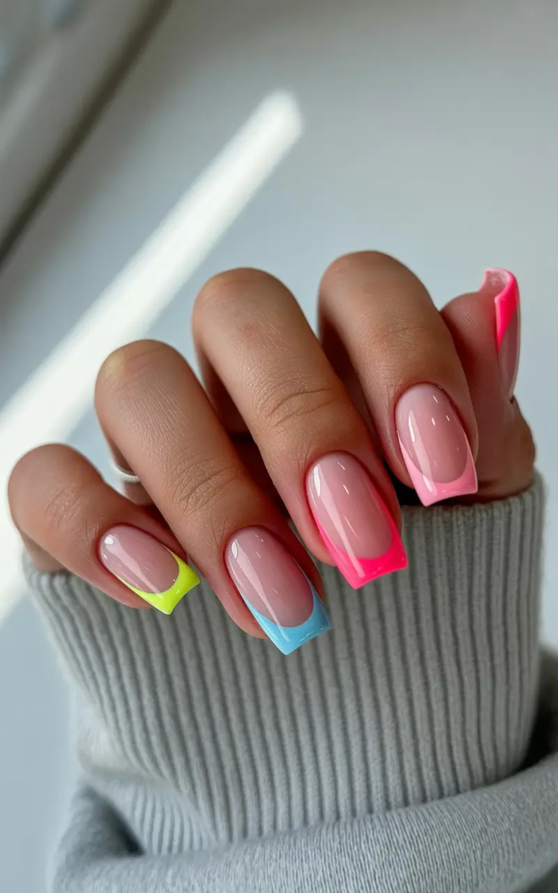 Classic French nails 2026 Multicolor