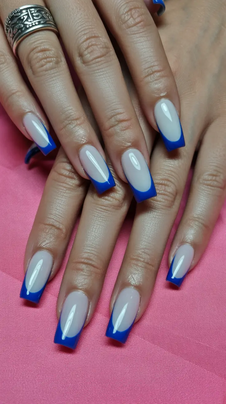 Classic French nails 2026 Blue