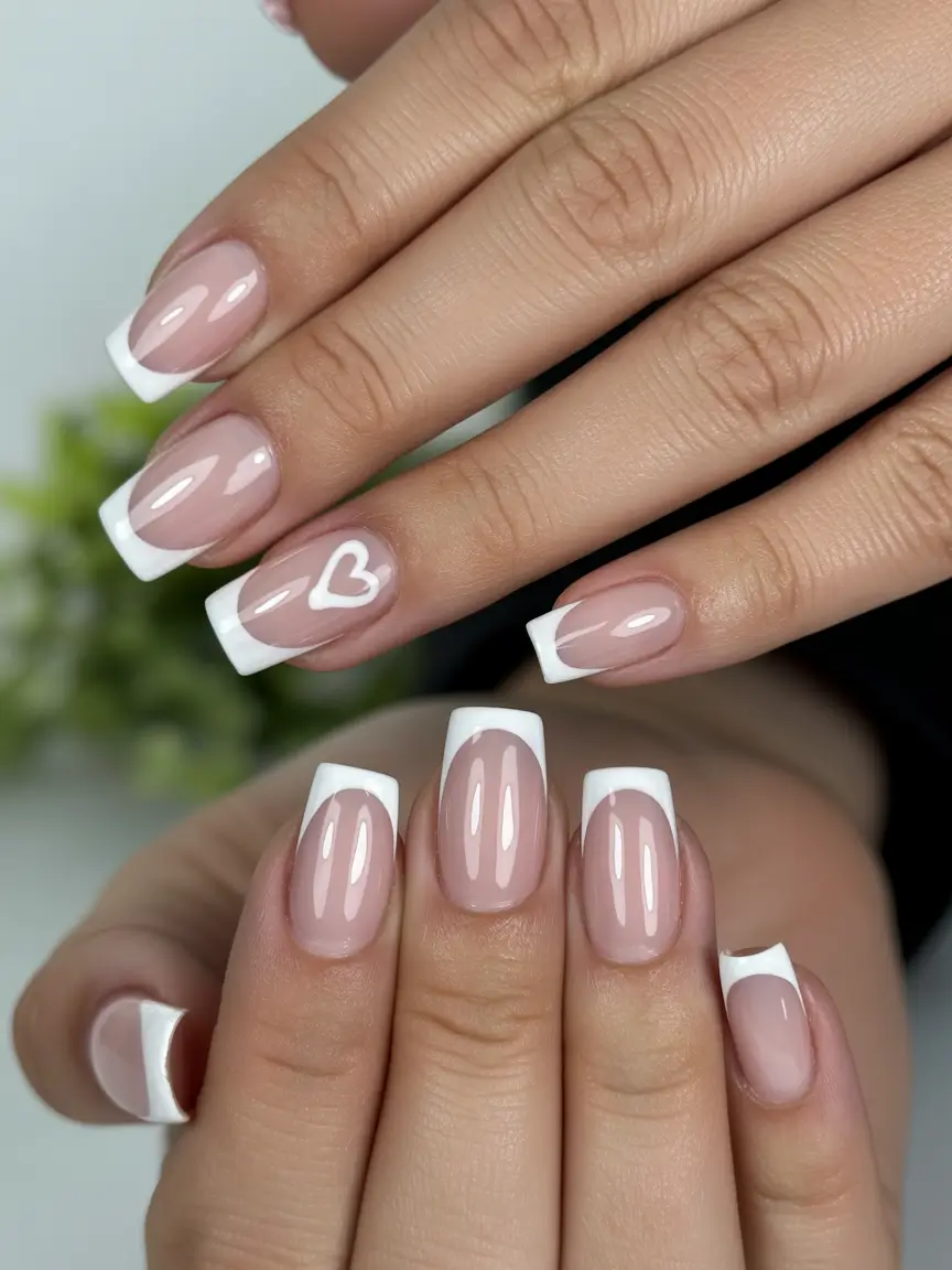 Classic French nails 2026 White Classic