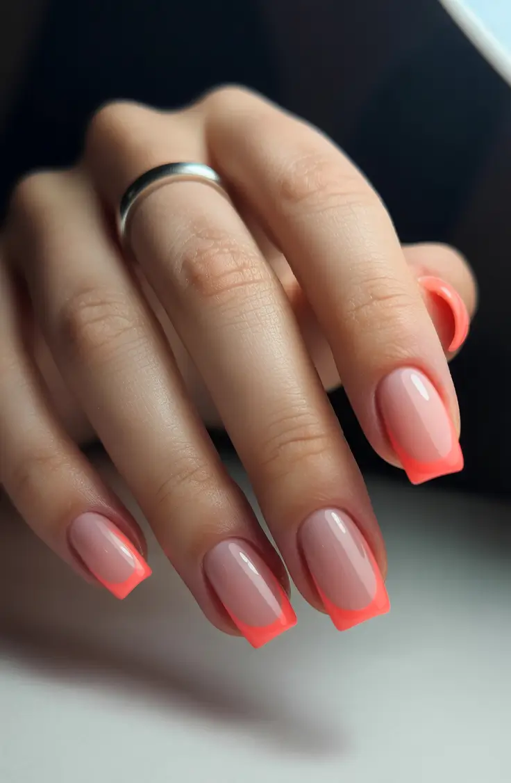 Classic French nails 2026 Coral