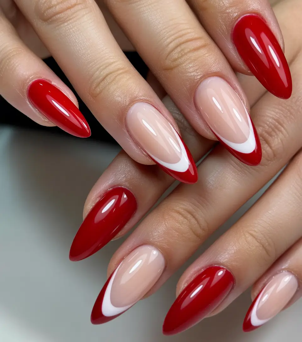 Classic French nails 2026 Red