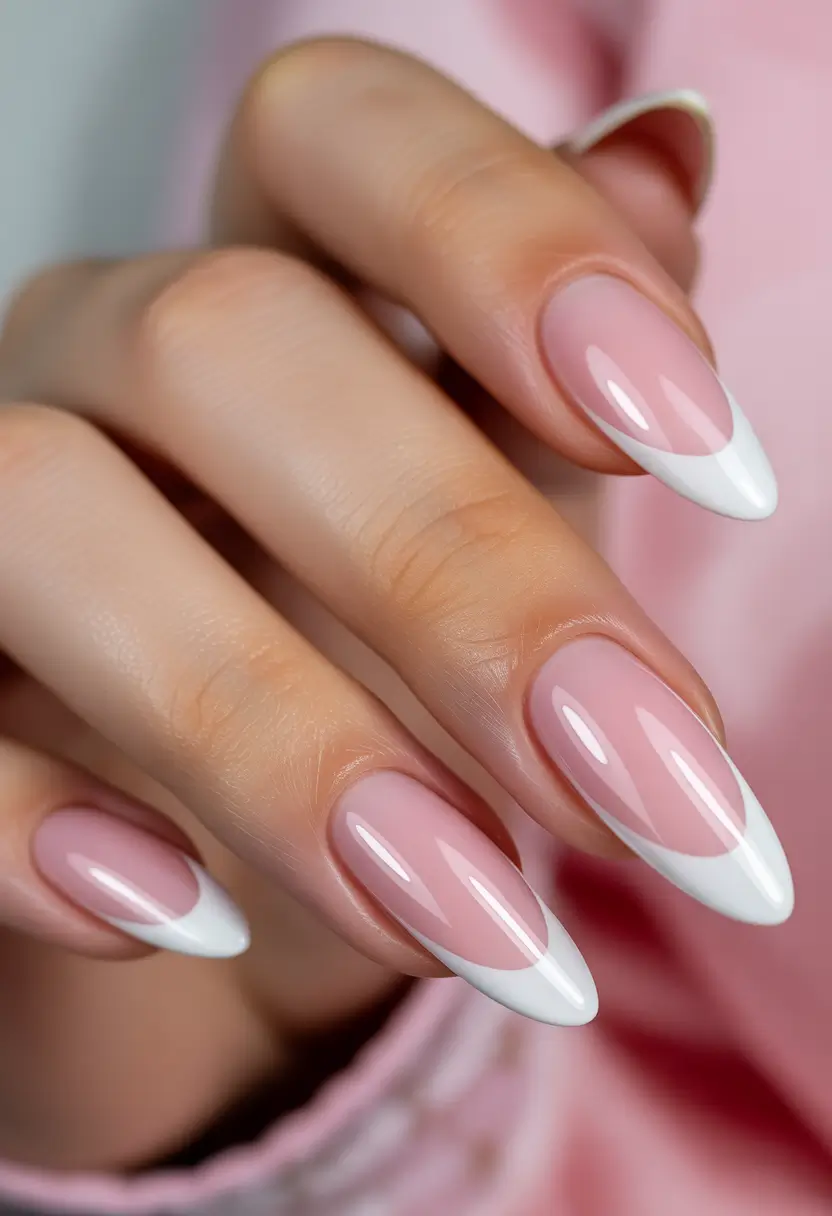 Classic French nails 2026 White Almond