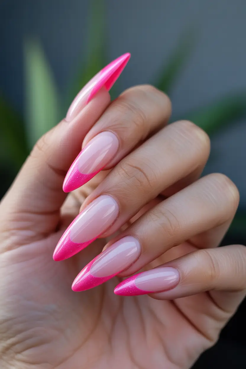 Classic French nails 2026 Pink Stiletto