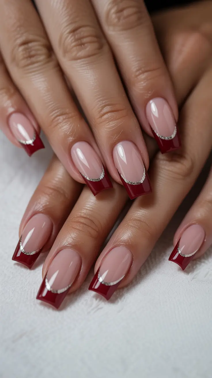Classy elegant nails 2026 Burgundy French