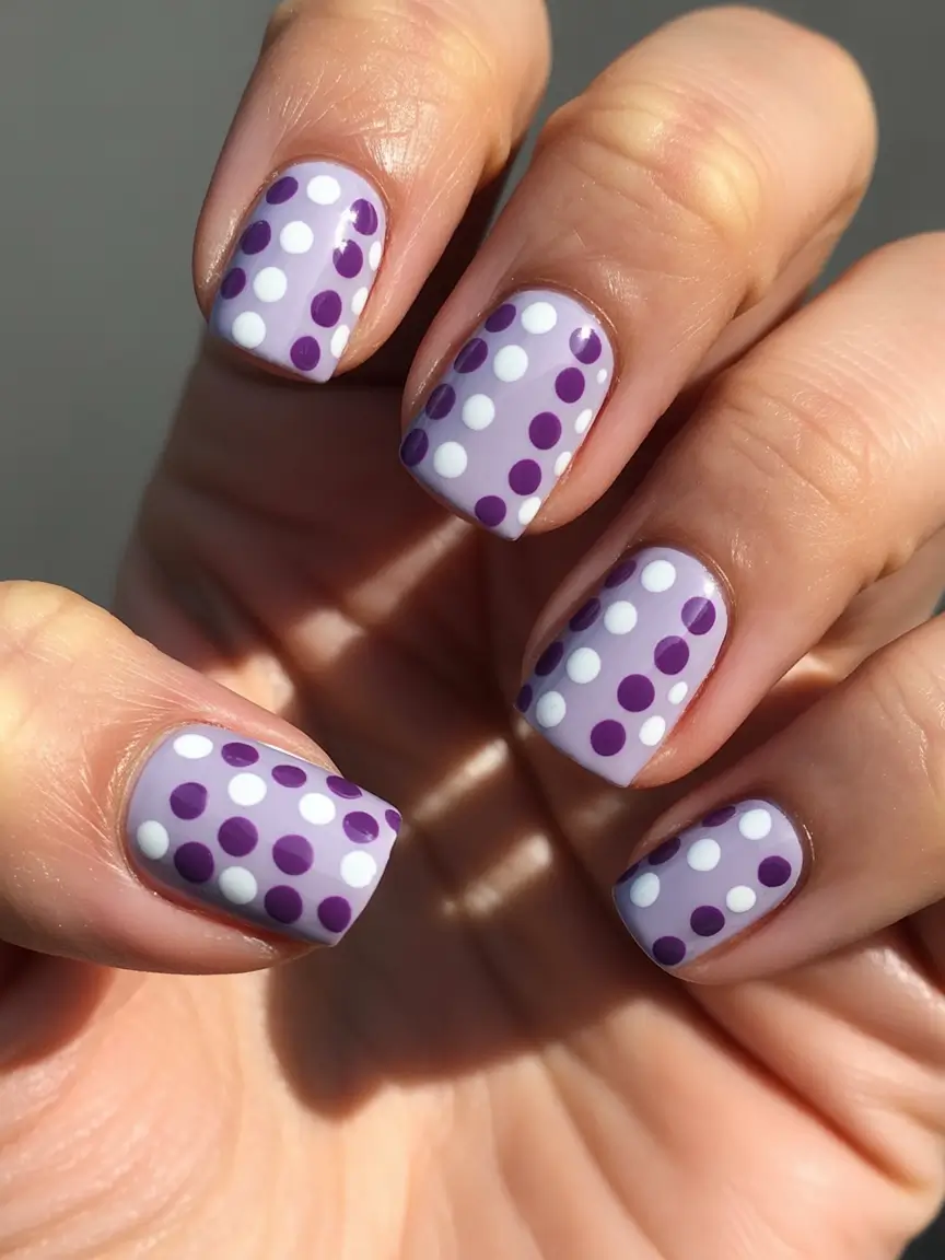 Classy elegant nails 2026 Purple dots