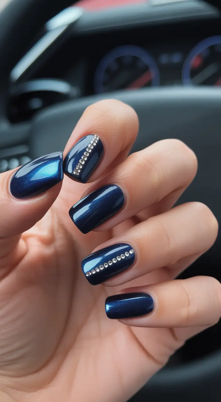 Classy elegant nails 2026 Blue crystals