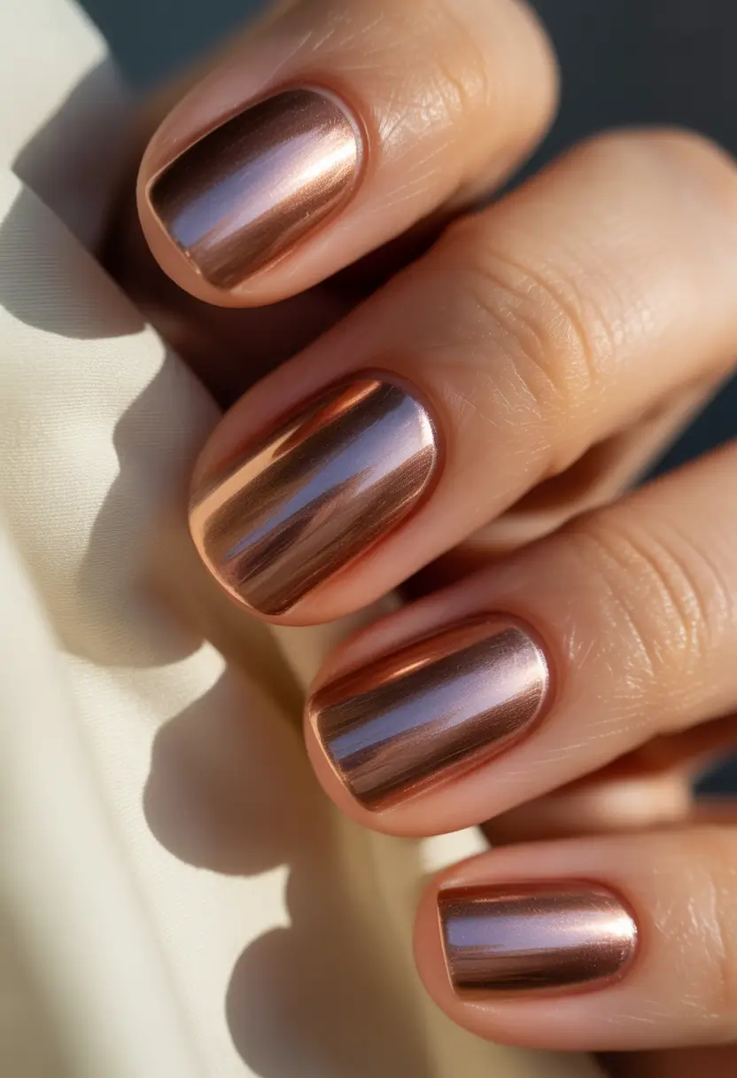 Classy elegant nails 2026 Rose gold chrome