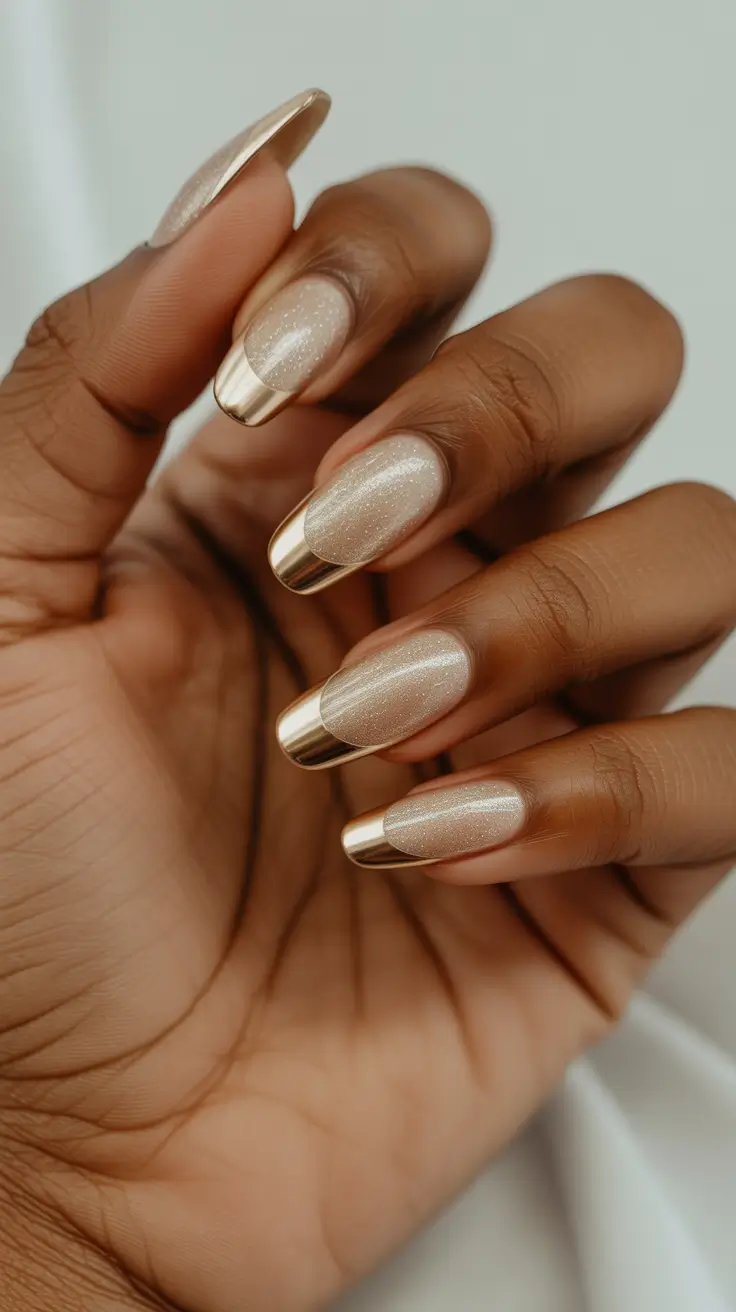 Classy elegant nails 2026 Beige gold dots