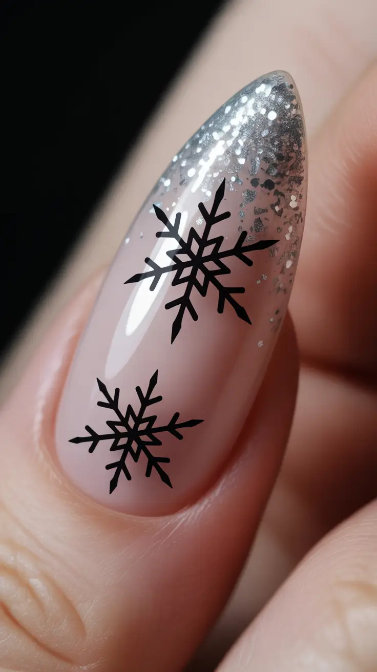 Classy elegant nails 2026 Snowflake nude