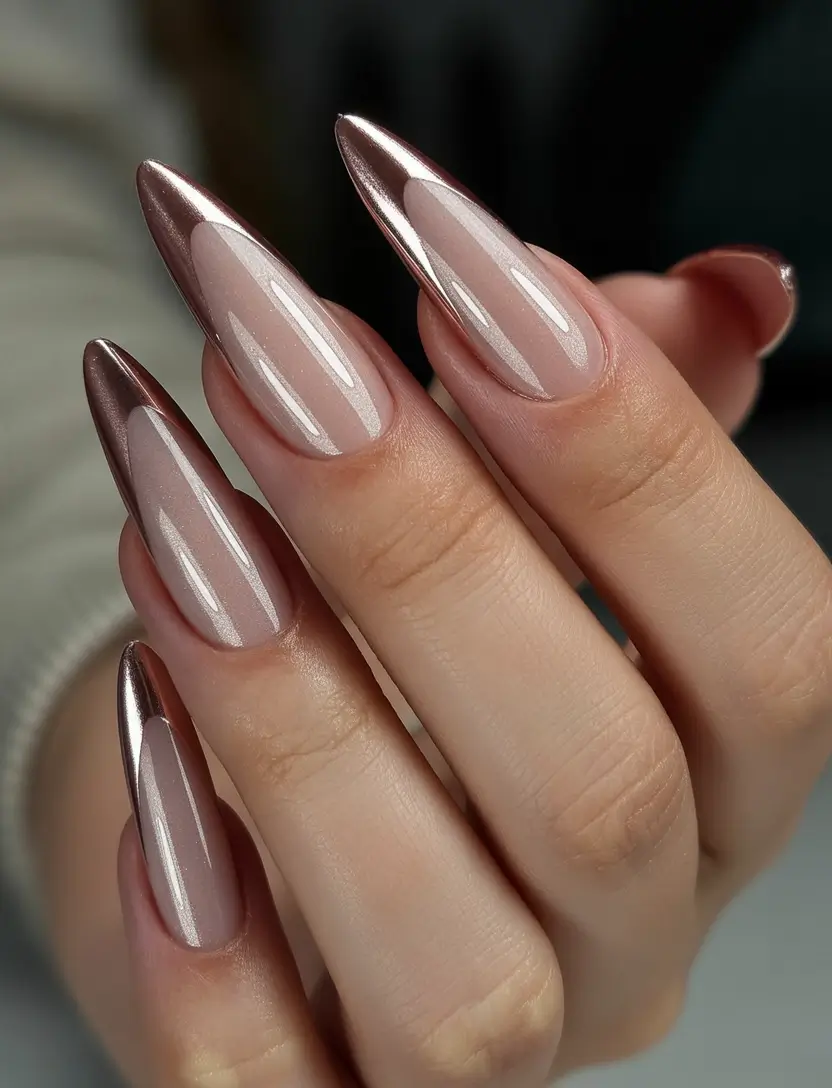 Classy elegant nails 2026 Rose chrome