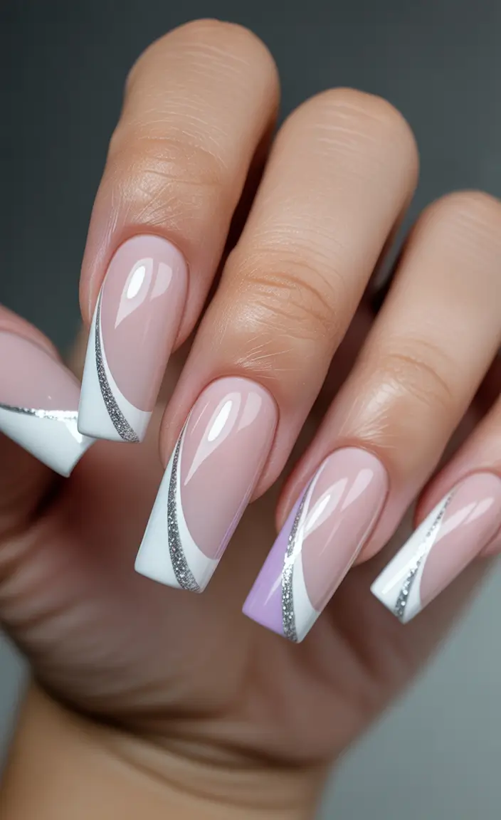 coffin-nails-inspiration-2026-Lavender-Twist-French-With-Silver-Highlights