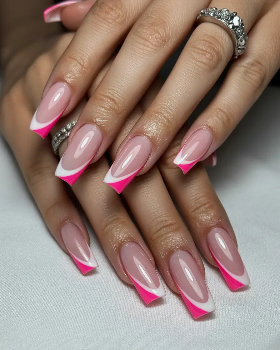 coffin-nails-inspiration-2026-Pink-White-Angled-French