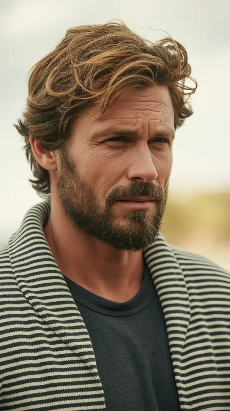 Cool haircuts for men 2026 - Rugged Textured Waves With Easy Confidence