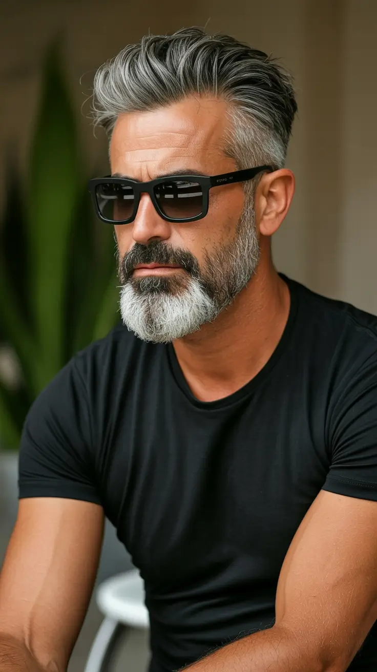 Cool haircuts for men 2026 - Salt-and-Pepper Volume With Bold Contrast