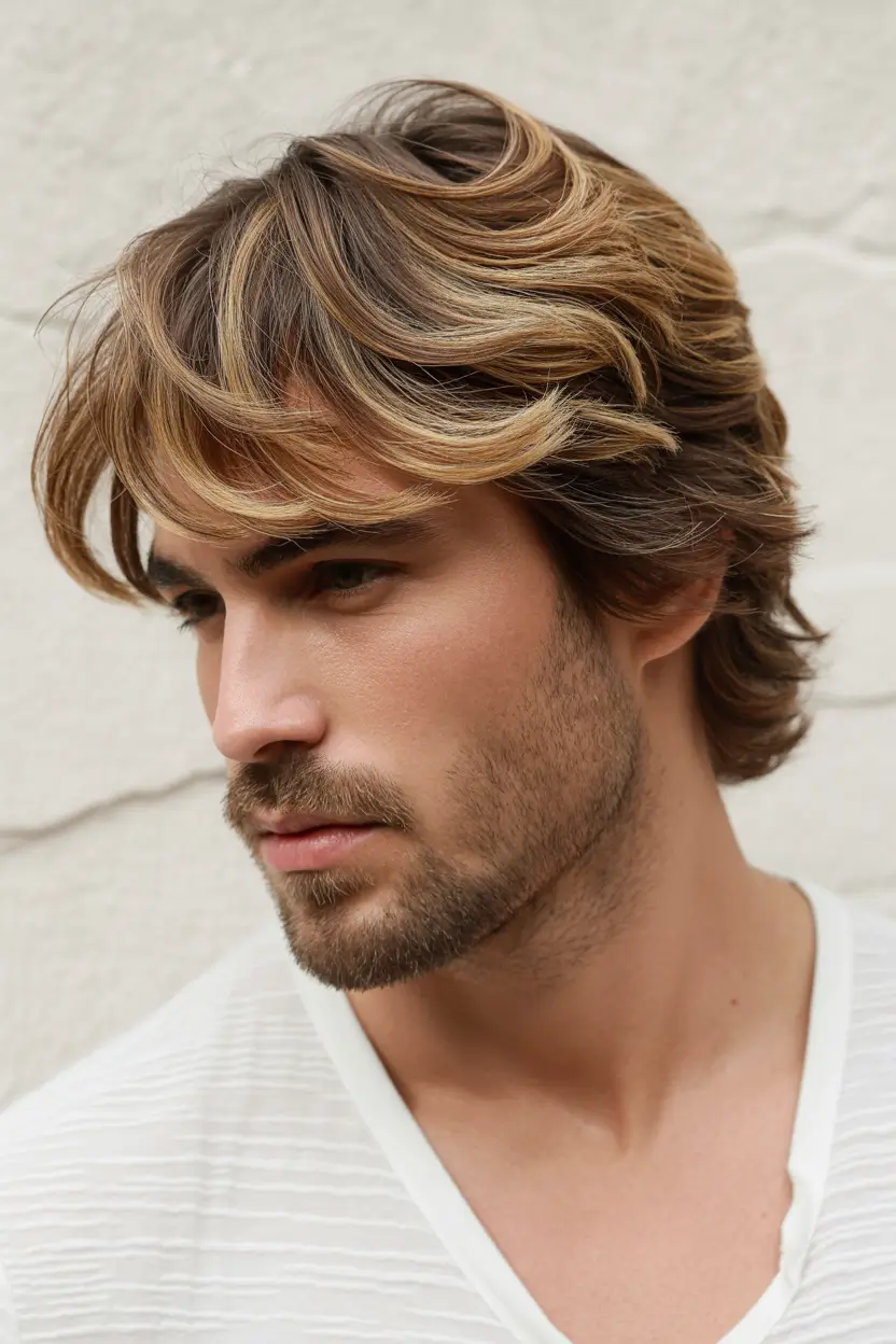 Cool haircuts for men 2026 - Soft Sunlit Waves With Gentle Highlights