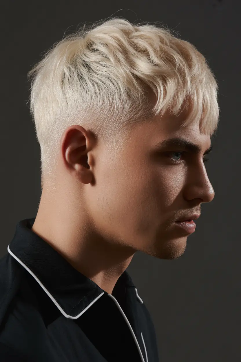 Cool haircuts for men 2026 - Platinum Textured Crop With High Contrast