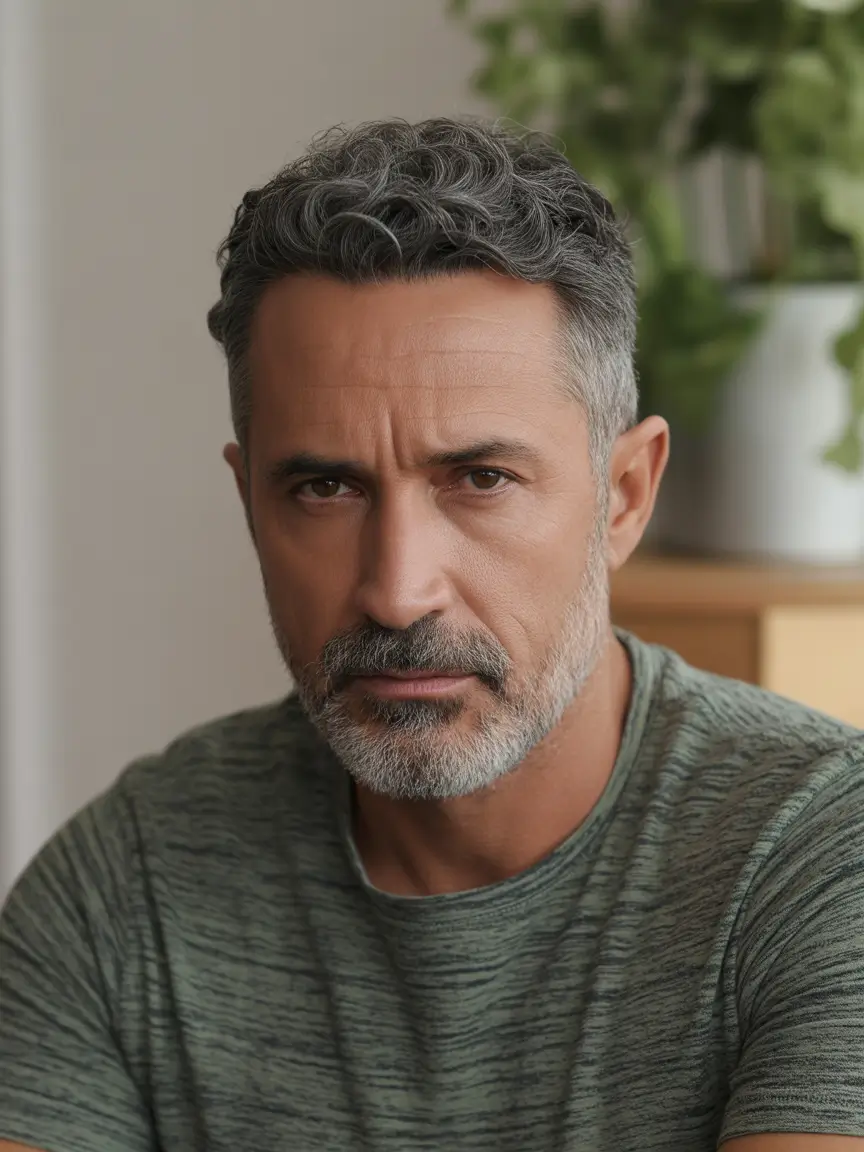 Cool haircuts for men 2026 - Refined Grey Curls With Distinguished Softness