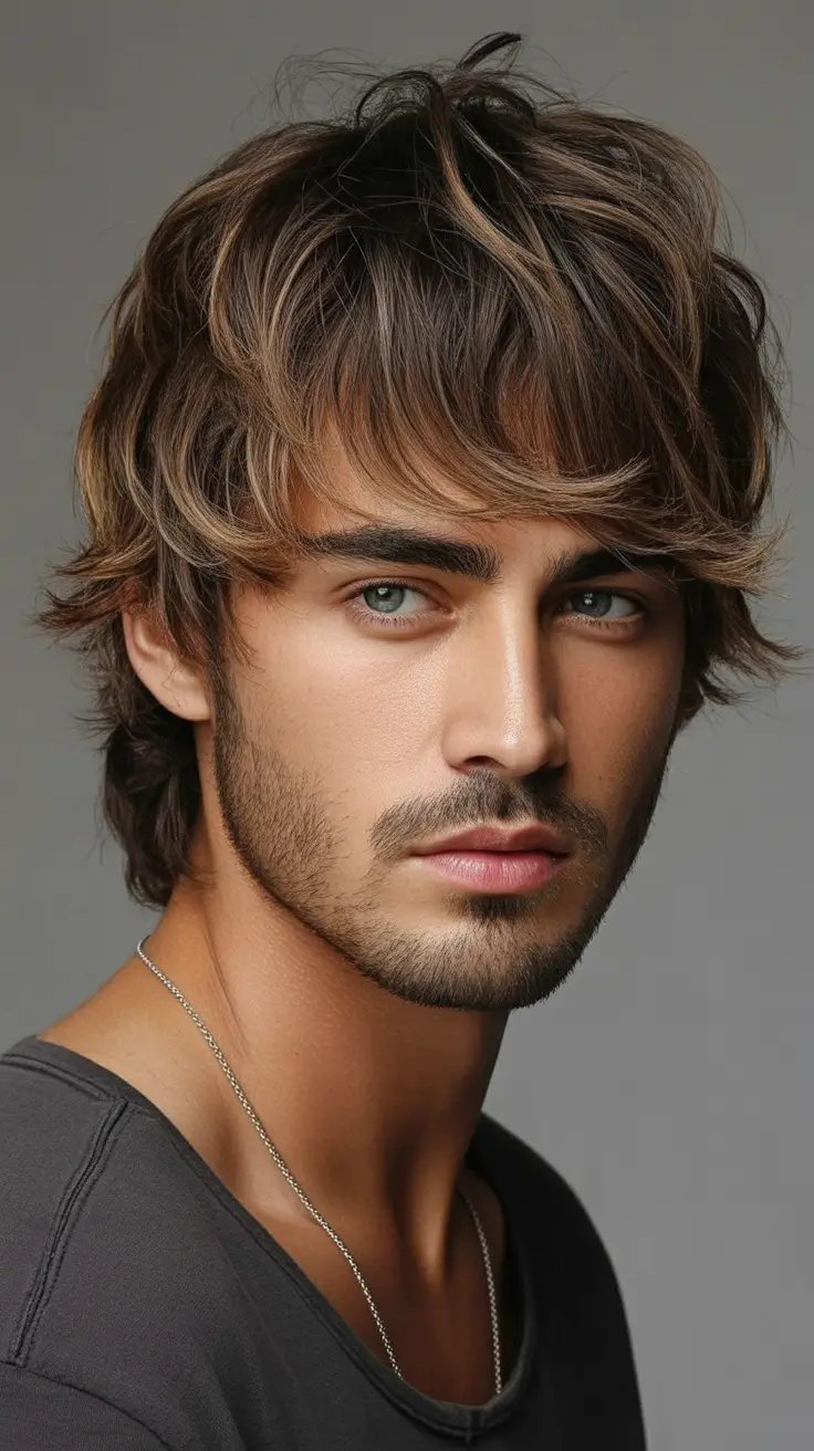 Cool haircuts for men 2026 - Stylish Mullet With Soft Retro Edges