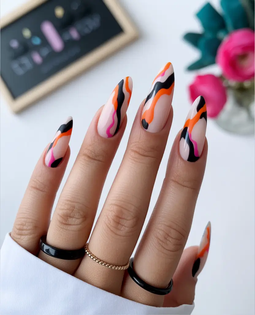 Creative nails inspo 2026 Fluid Lines and Graphic Confidence