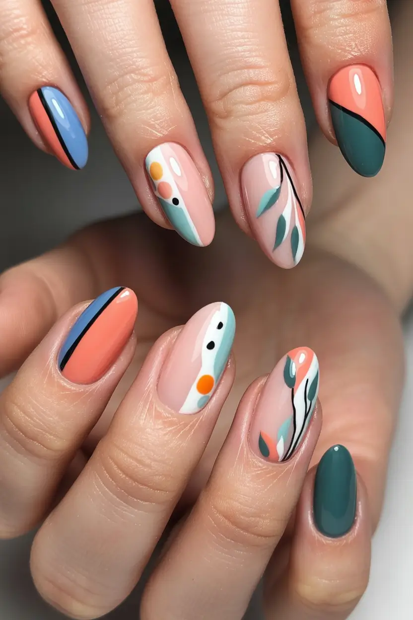 Creative nails inspo 2026 Abstract Pastels with Graphic Details