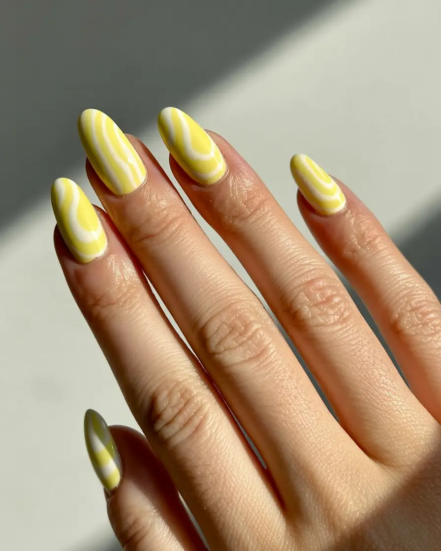 Creative nails inspo 2026 Yellow Marble with Clean Minimal Finish