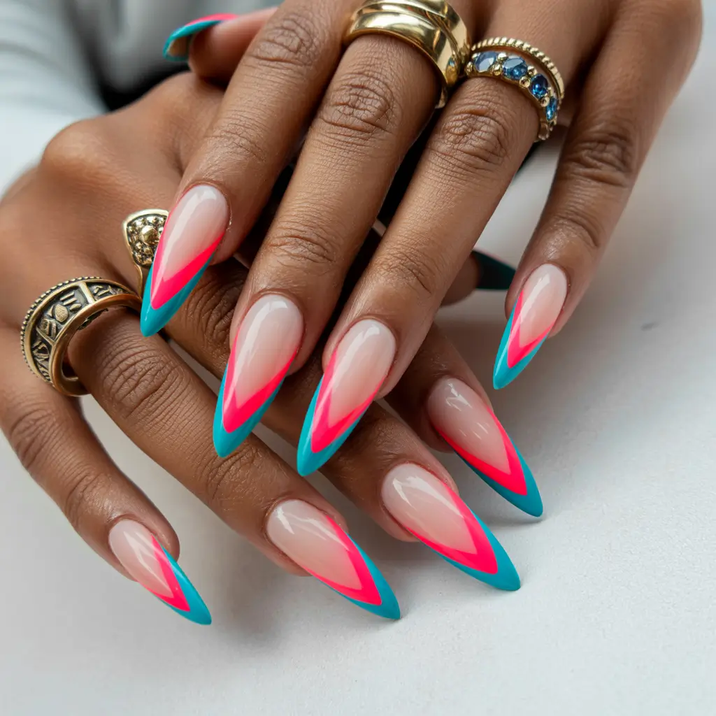 Creative nails inspo 2026 Neon French Tips with a Modern Edge