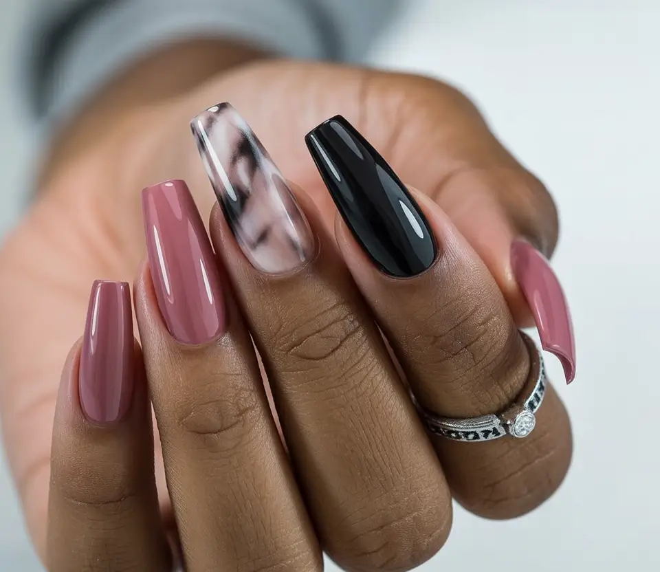Creative nails inspo 2026 Muted Neutrals with a Gothic Accent