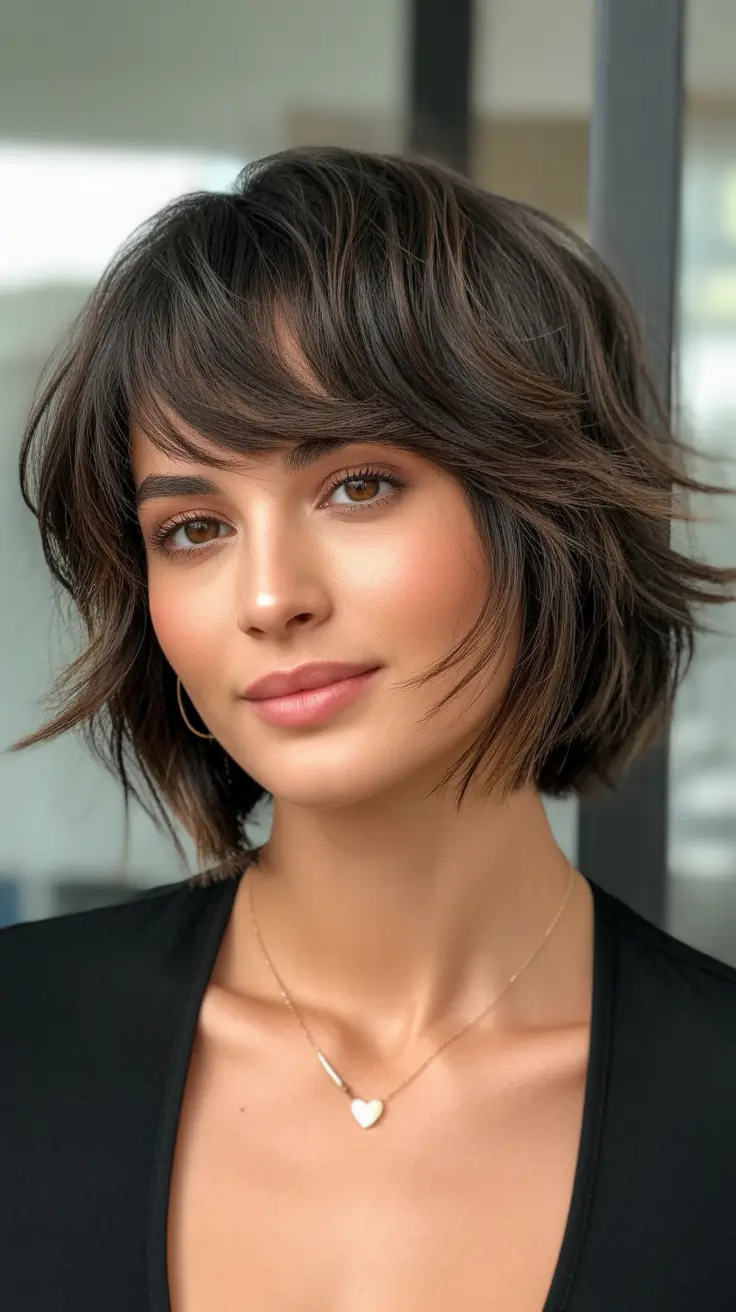 Cute choppy bob Haircuts 2026 Soft Choppy Bob With Layered Fringe