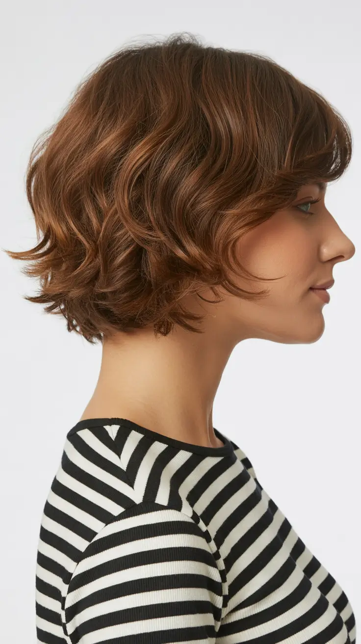 Cute choppy bob Haircuts 2026 Warm Caramel Bob With Soft Flicked Ends