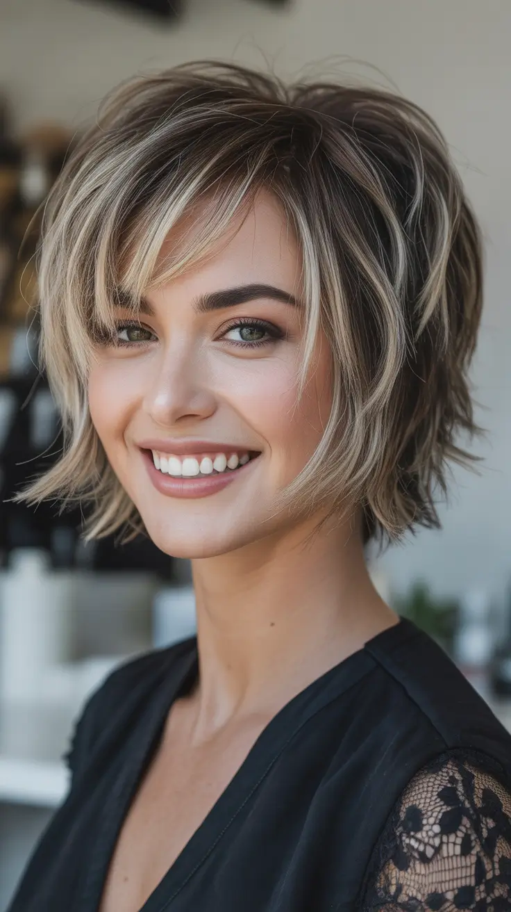 Cute choppy bob Haircuts 2026 Soft Platinum Bob With Romantic Waves