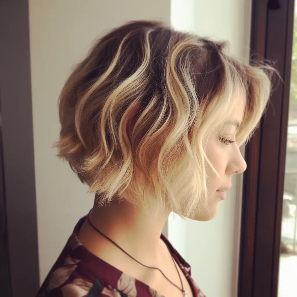 Cute choppy bob Haircuts 2026 Golden Blonde Textured Bob With Subtle Lift