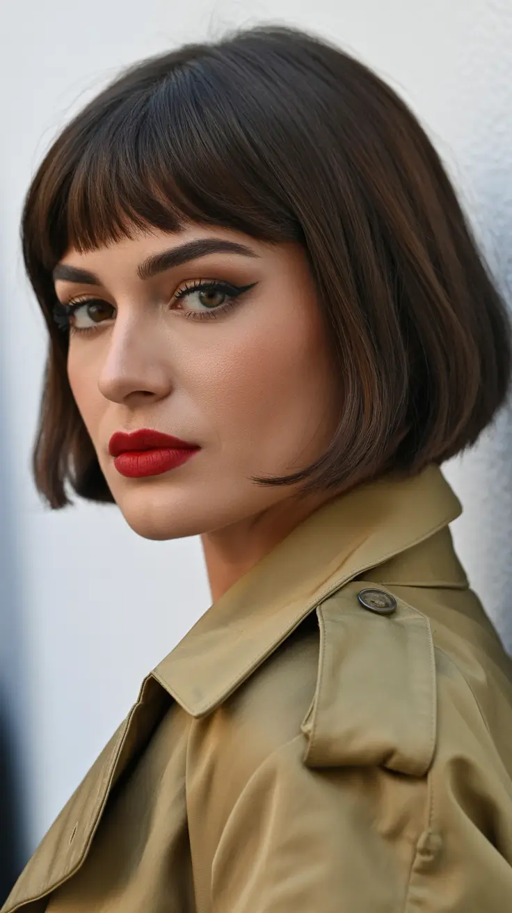 Cute short Haircuts 2026 Chic Micro Bob With Soft Baby Bangs