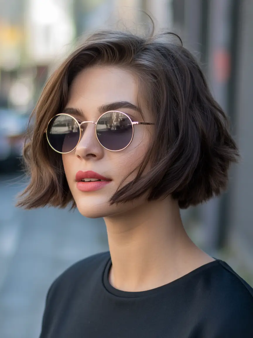 Cute short Haircuts 2026 Effortless Wavy Brushed Bob