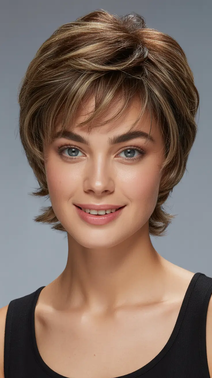Cute short Haircuts 2026 Layered Feather Light Shag Pixie