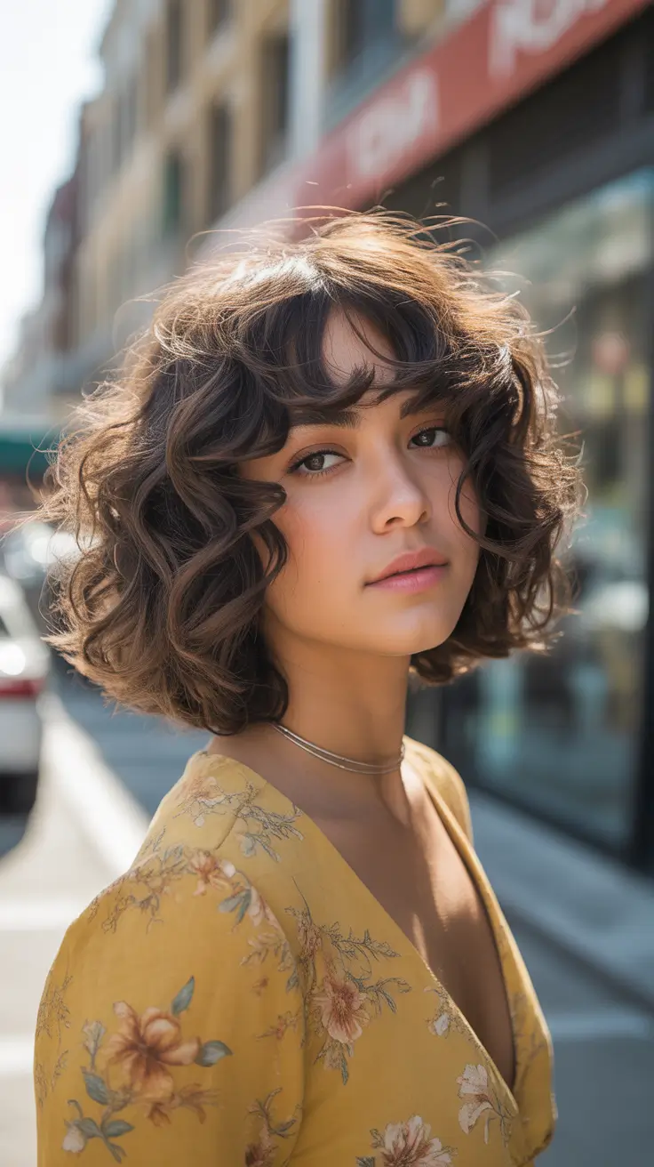 Edgy bob haircuts 2026 Curly Bob With Soft Bangs and Spring Bounce