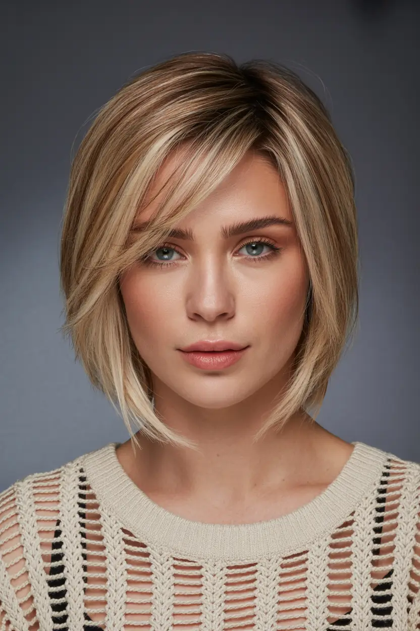 Edgy bob haircuts 2026 Creamy Blonde Bob With Soft Side Movement